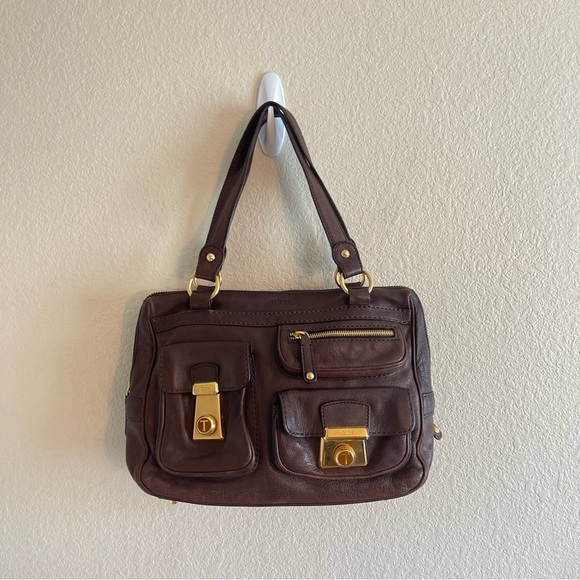 Tod's Brown Leather Took Tracolla Media Bag Shoulder Handbag Pusre Retro - Picture 3 of 16
